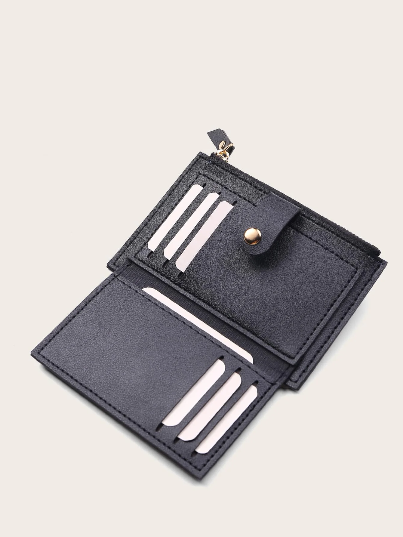 

Snap Button Short Wallet Solid Color PU Coin Cute Card Slim Lightweight Portable Cash ID Card Card Zipper Slot Bifold Coin Pocket Short Wallet Small Pouch Small Pocket Wallet For Birthday Gift Anniversary On Valentine Day Female Lady Girls School Student