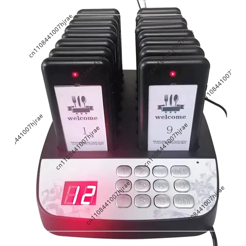Restaurant Pager System 16 Pagers Vibrating LED Red Flashing Food Buzzer Wireless New Unit Part