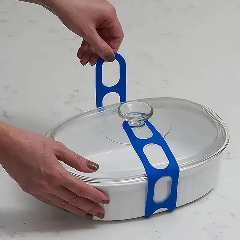 21.2in Reusable Lid Strap Silicone Elastic Band Universal Pot Lid Holder for Lunch Box Strap Elastic Band Outdoor Tableware Tool