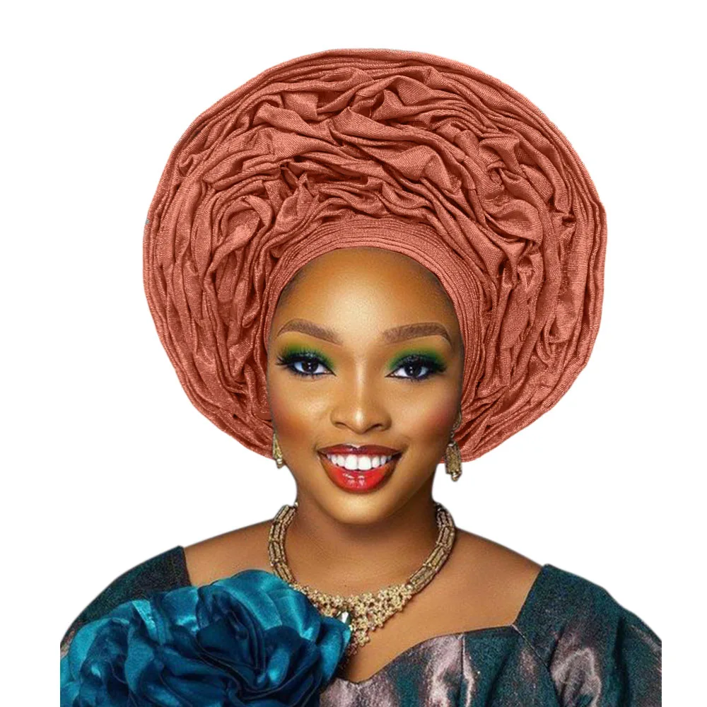 Nigerian Aso Oke Headtie Auto Gele Headwrap African Fashion Wedding headdress for women