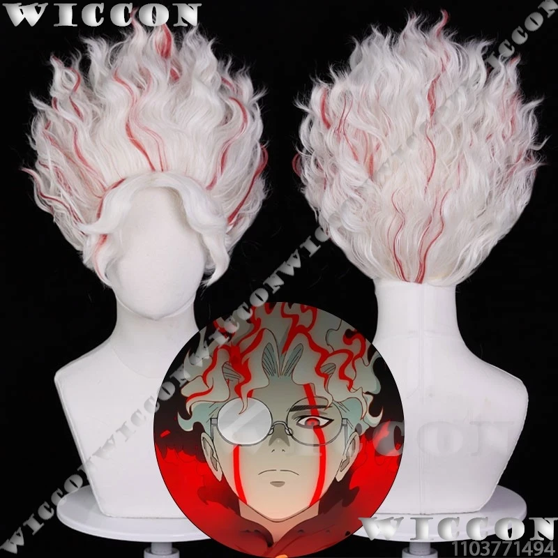 Okarun 2024 Hot Anime Dandadan Ken Takakura Cosplay Prop White Red NEW Wig Curly Hair Men Holloween Party Roleplay Customized