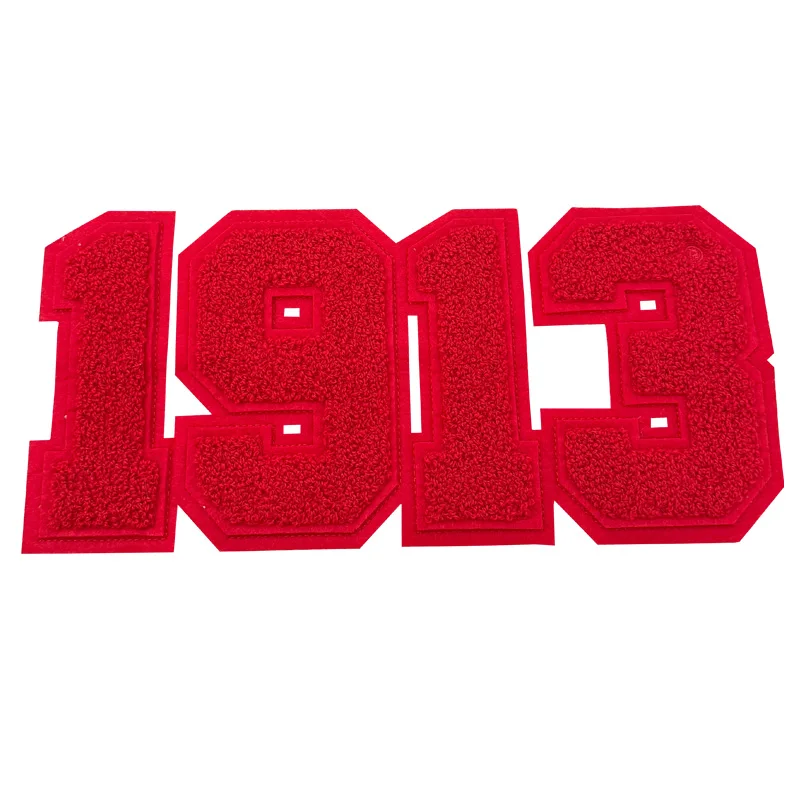 Embroidered Chenille Number Patches for Jacket, Iron-On 1913 Sorority Number, Red and White Patch for Delta Sigma Theta