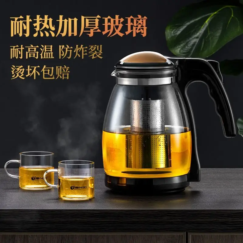Large Capacity Clear Borosilica Glass Teapot With Stainless Steel Infuser Puer Kettle Heated Container Coffee Tea Pot Maker