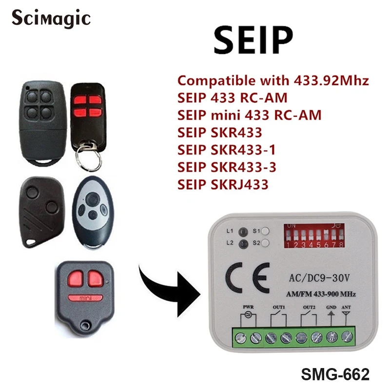 

300MHz-868MHz Universal RX-Multi Frequency Garage Door Receiver For SEIP 433 RC-AM SKR433 SKR433-1 SKRJ433 433.92MHz Gate Opener