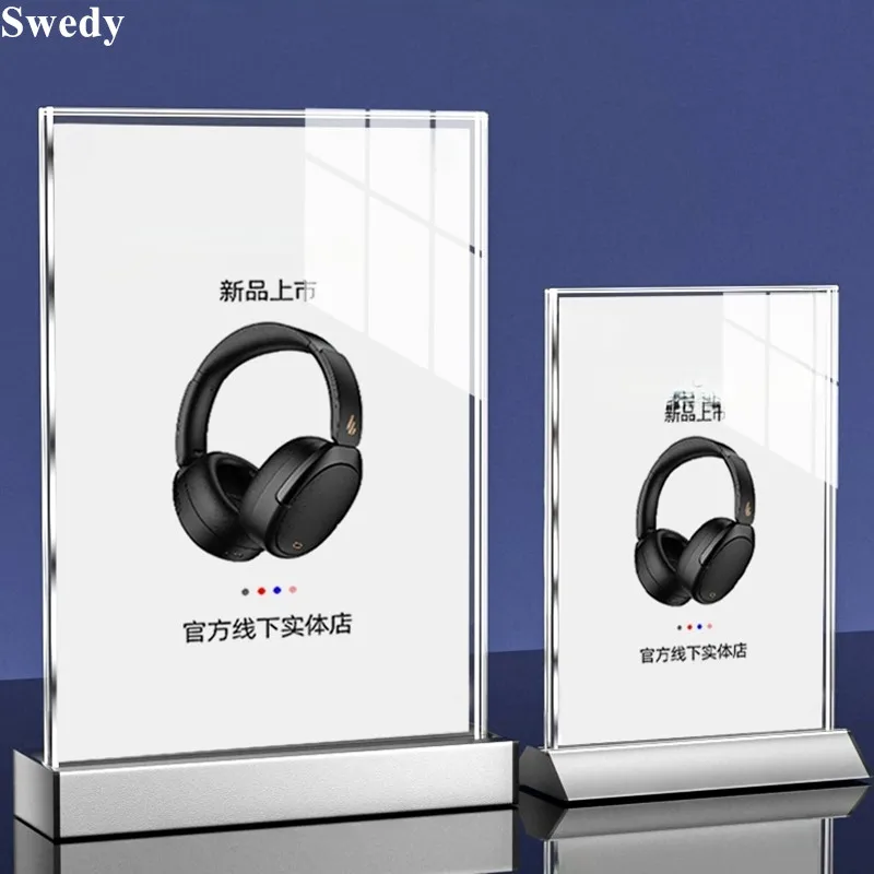 A6 10x15cm Aluminum Table Menu Holder Sign Holder Display Stand Brochure Price Label Paper Holder Photo Picture  Poster Frame