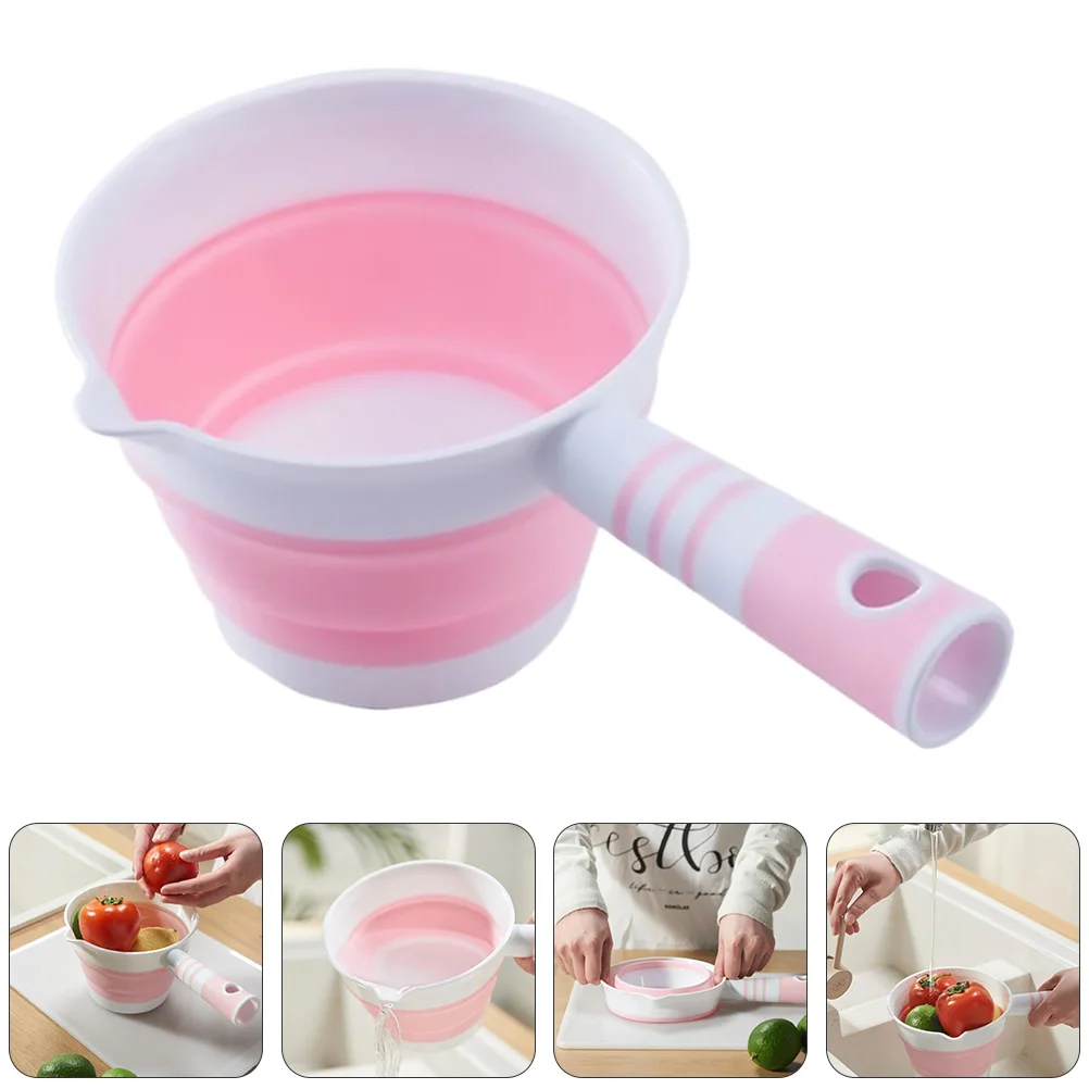 

Foldable Water Scoop Kitchen Dipper Simple Hanging Water Ladle Fruit Vegetable Wash Scoop Long Handle Thickening Plastic Ladle