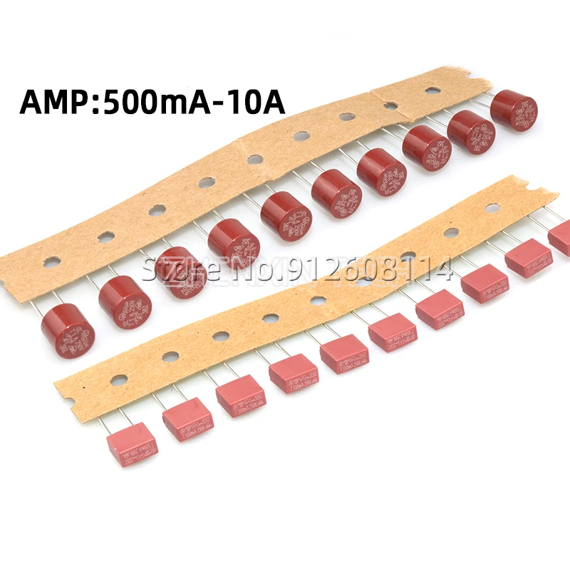 20Pcs Square Fuse 0.5A 1A 2A 2.5A 3.15A 4A 5A 6.3A 8A 10A 250V 392 Plastic Fuse T2A LCD TV Power Board Commonly Slow Blow Fuse