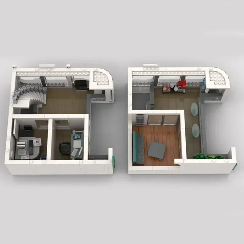 Briques de construction Moc modèle Street View, technologie de bureau d'angle moderne, blocs modulaires, cadeaux, jouets de noël, ensembles de bricolage, assemblage