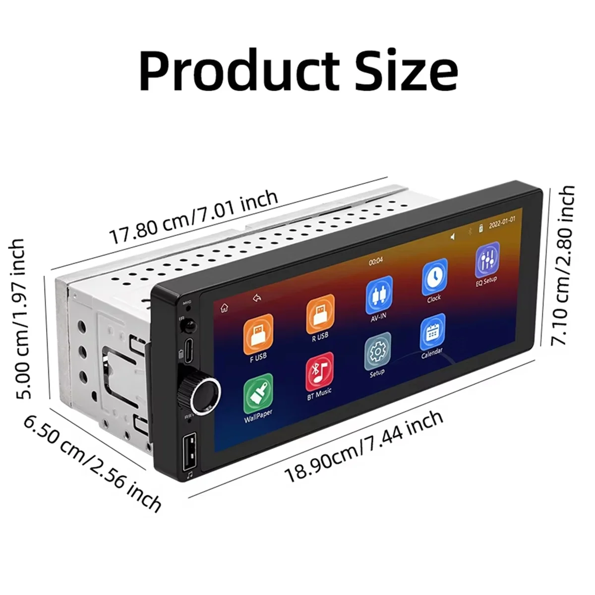 

New 1 Din 6.86inch HD Car Radio Multimedia Carplay Touch Screen Mirror Link Stereo Bluetooth USB FM Camera