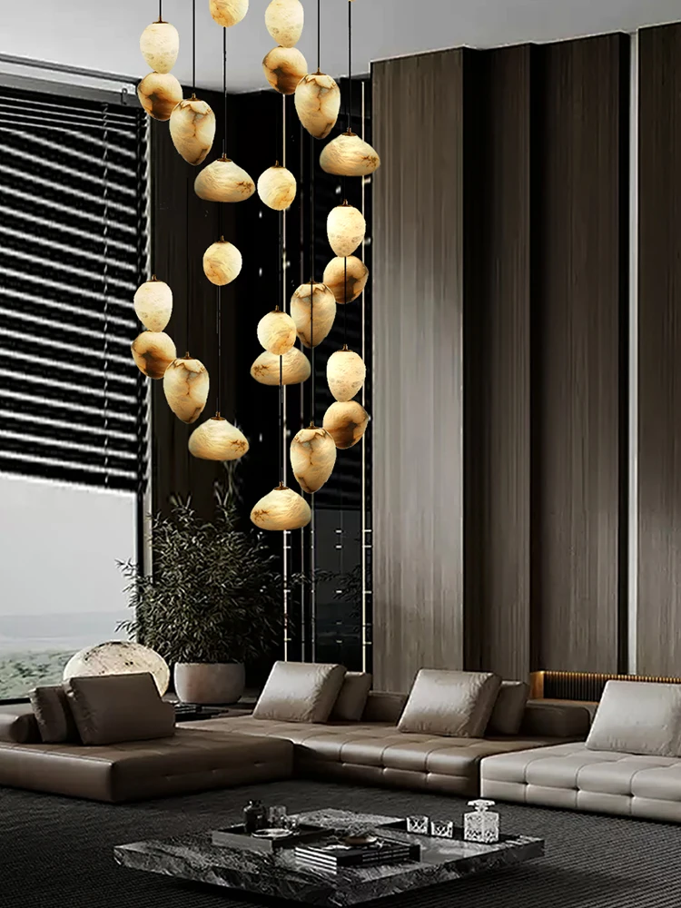 

Natural Marble Series Chandelier 2024 Led Home Lamps Living Room Lustre Hanging Light Suspension Luminaire High-end