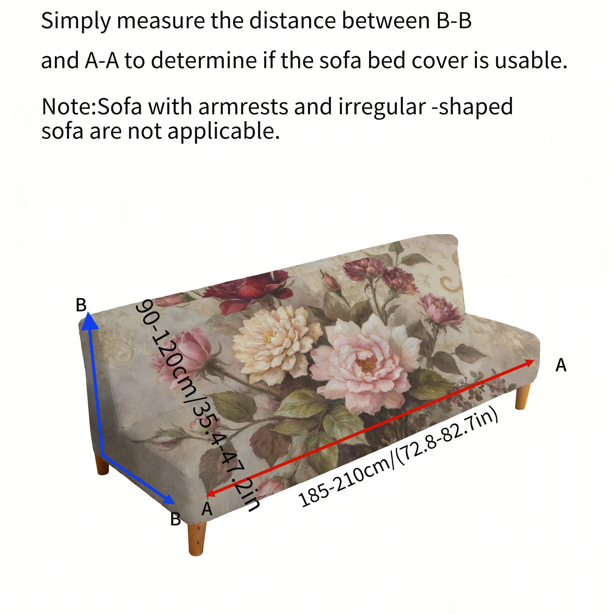 American retro peony printing sofa bed cover, living room sofa bed cover, dustproof machine washable sofa bed cover