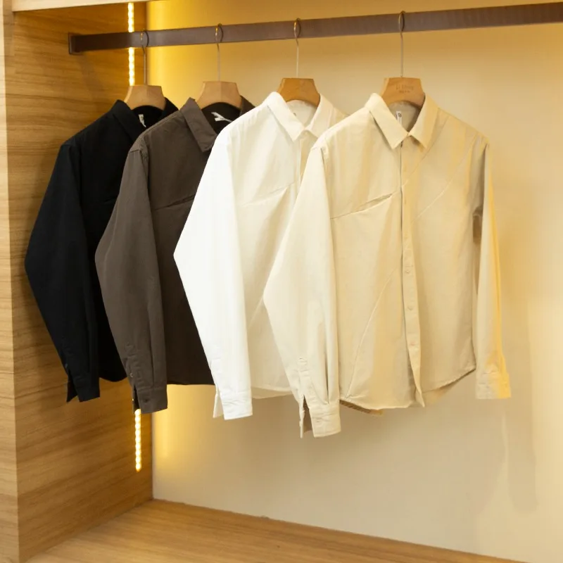 

Рубашка мужская100 ℅ Хлопковая элегантная мужская летняя рубашка в японском стиле с длинным рукавом, мужская модная уличная одежда, однотонные рубашки, блузки, уличная одежда