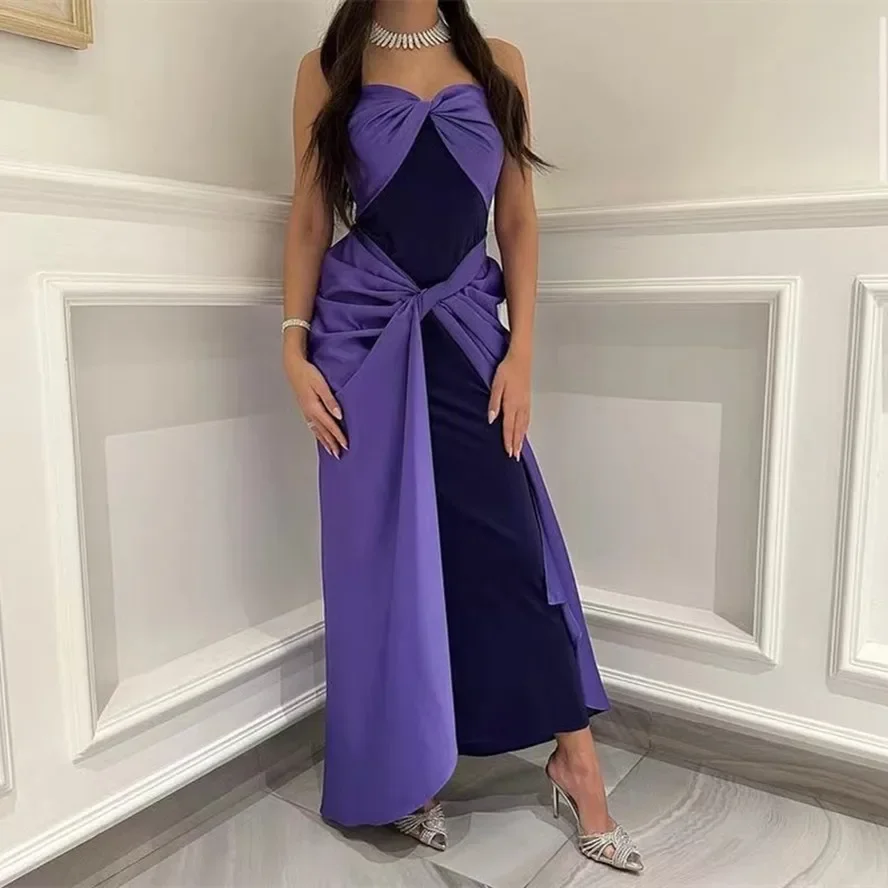 

Merida Strapless Ruched Mermaid Prom Dresses Sleeveless Ankle-Length Elegant Party Dresses For Women 2023