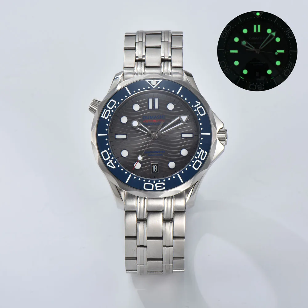 남성용 42mm 고급 시계, NH35 오토매틱 무브먼트, 사파이어 크리스탈 케이스, 6시 방향 날짜 표시, 로고 맞춤 제작 가능