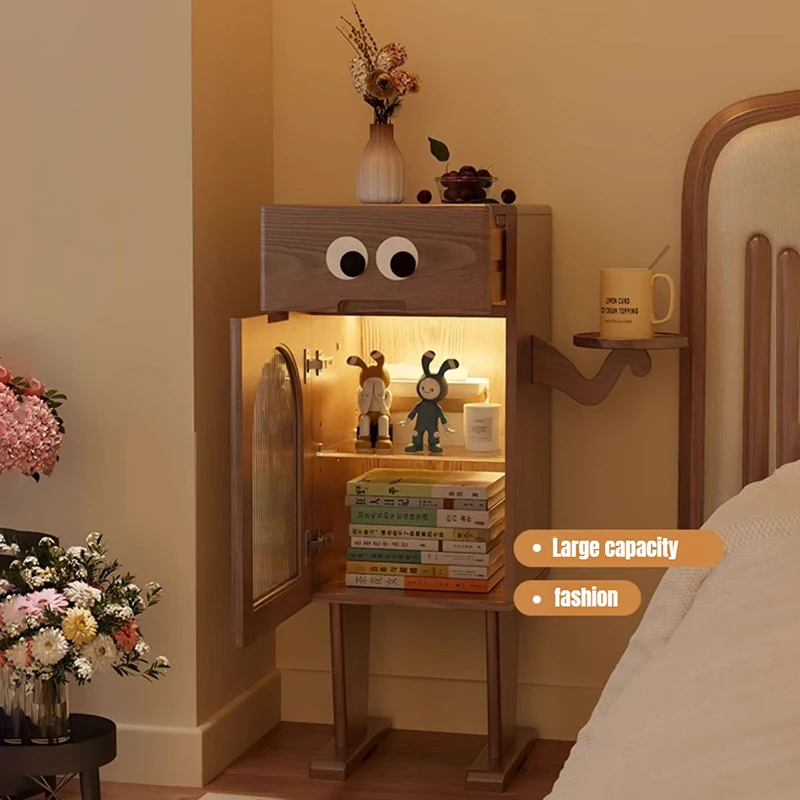 Solid Wood Robot Nightstands Creative Cabinet Living Room Sofa Modern Coffee Table Design Side Table Storage Home Furniture
