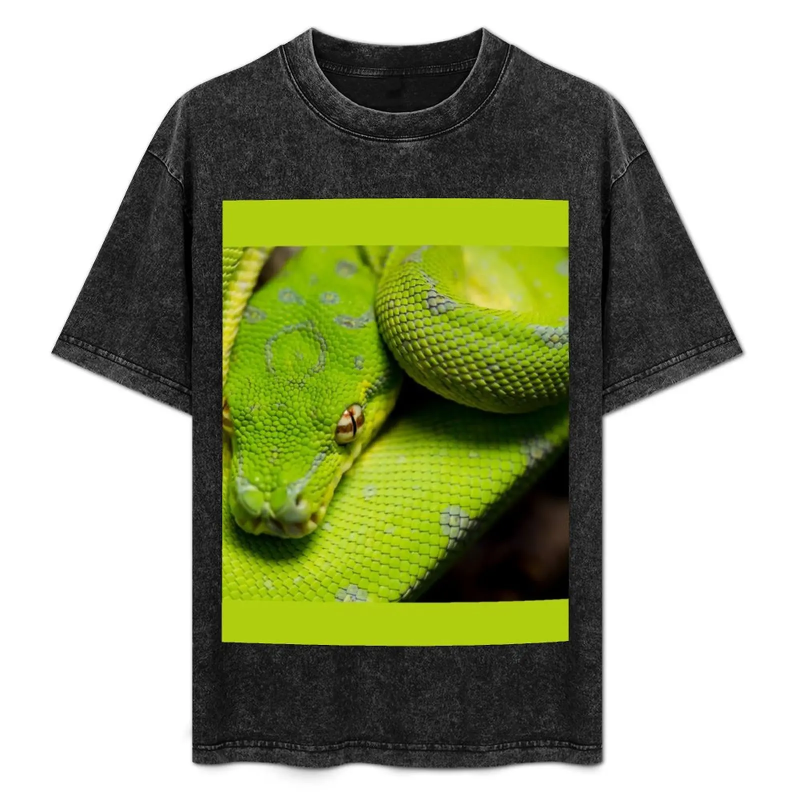 

Galaxy, the green tree python. T-Shirt Work Wear Breathable Tee