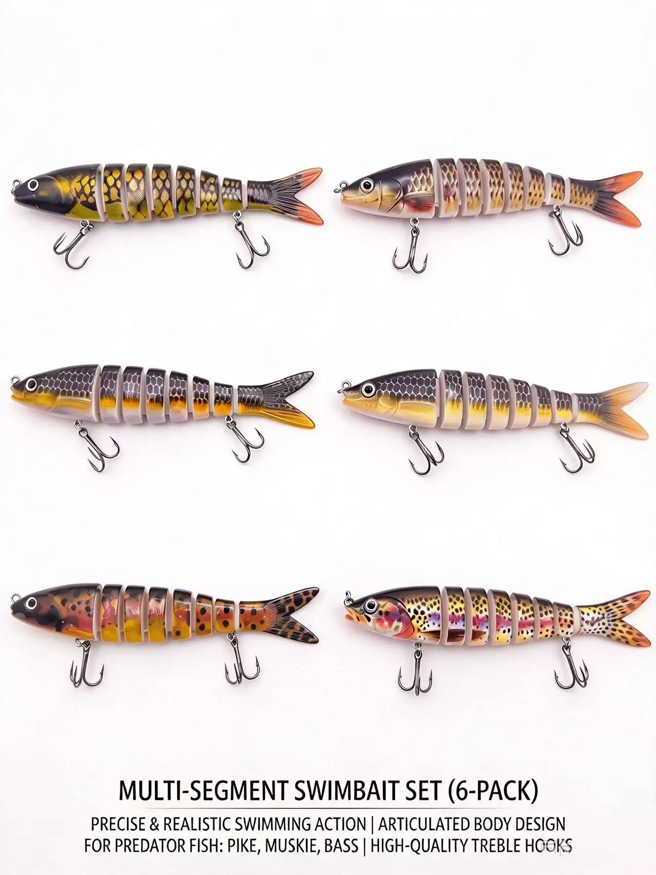 Multi Segment Swimbait Lure Set for Fishing, Realistic Articulated Fish Lures, Lifelike Swimming Action, Great Gift for Anglers