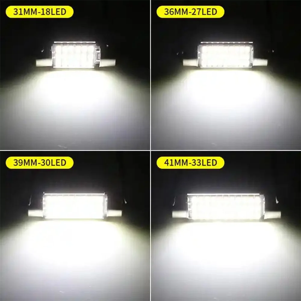 10PCS Canbus Festoon LED 31mm 36mm 39mm 41mm 12V 33SMD Bulb Cars Trunk Reading Dome Map Door Light Super White