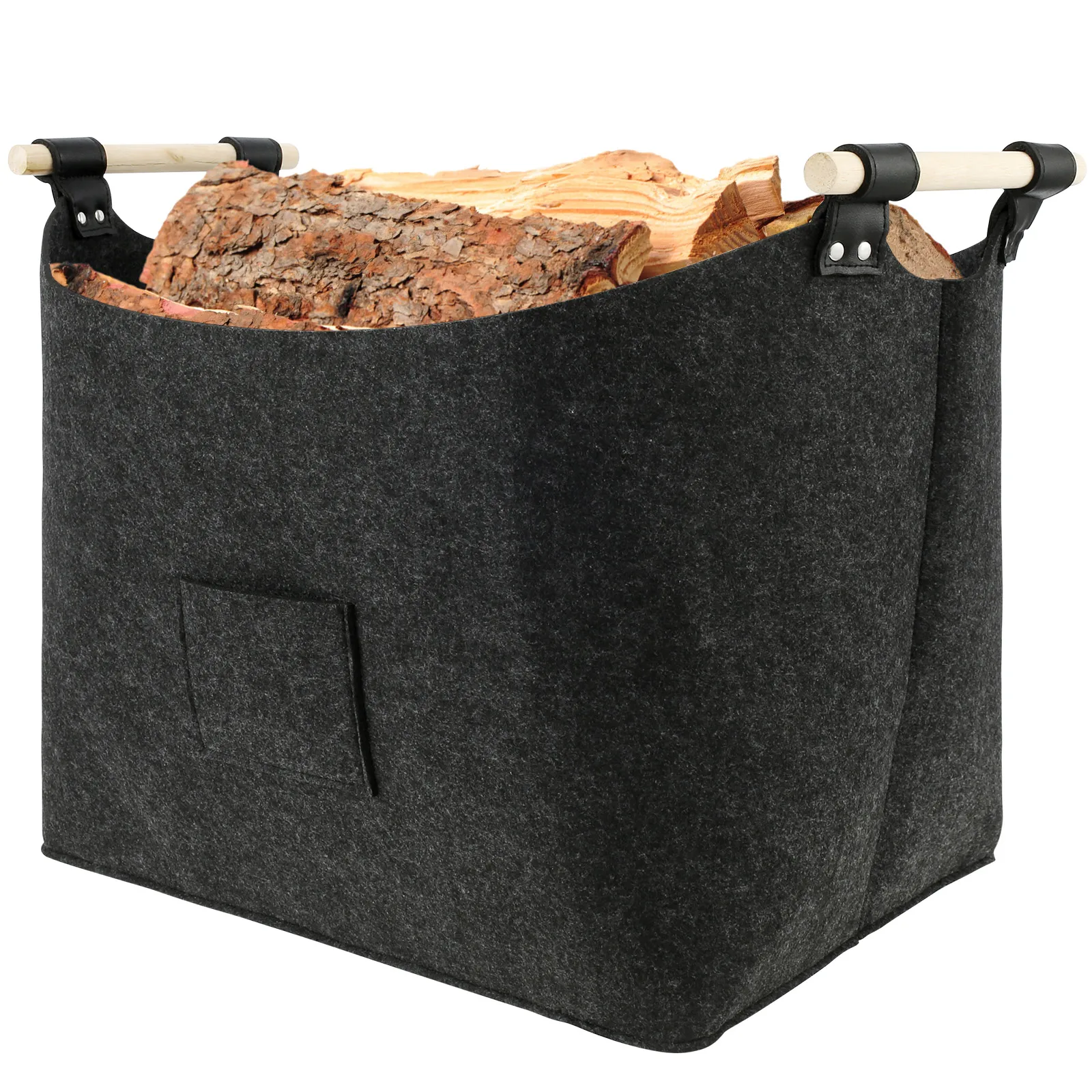 Fire Wood Bag Foldable Firewood Carrier Tote Portable Firewood Holder Bag with Wood Handle Multipurpose Heavy Duty Felt Storage