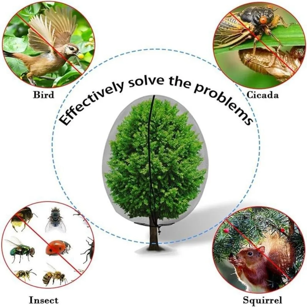 Drawstring Plant Protection Net with Zipper Thickened Fruit Insect Netting Mesh Anti-Bird Garden Plant Netting Plant Protection