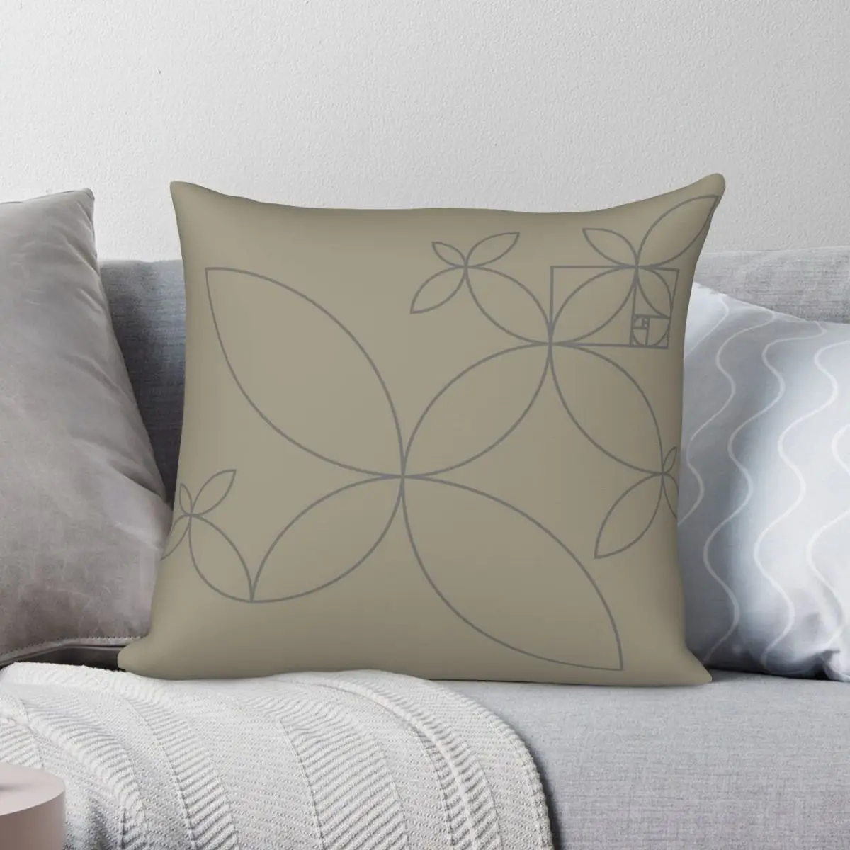 Golden Ratio Flower Curves Square Pillowcase Polyester Linen Velvet Pattern Zip Decor Throw Pillow Case Home Cushion Cover
