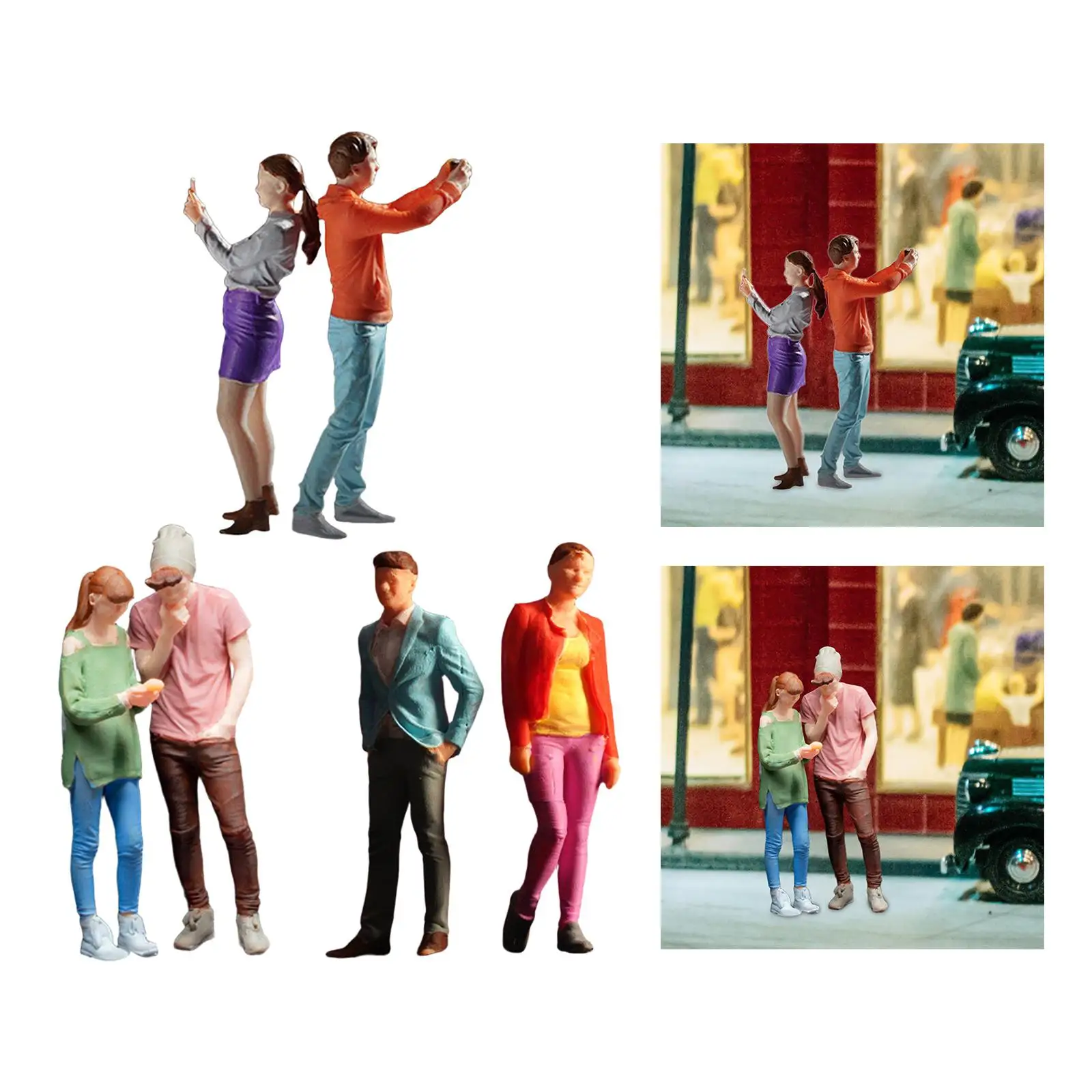 

2x 1:64 Hand Painted People Figures Train Park Street Man and Lady Figures for Diorama Photo Props Miniature Scene Accessories