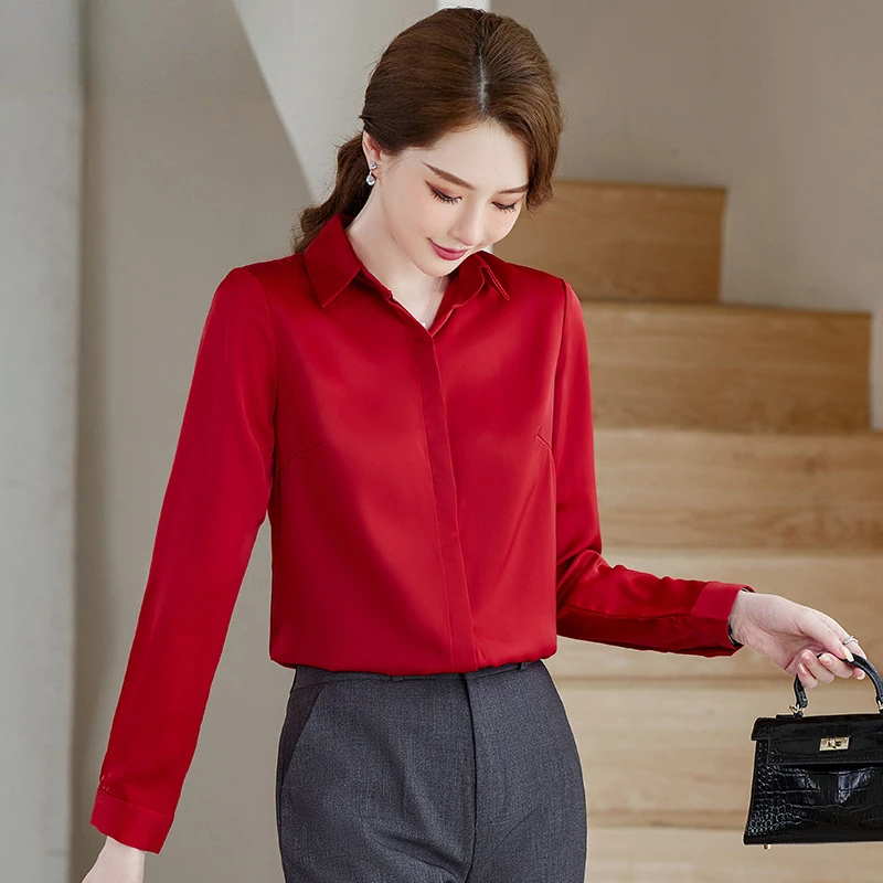 

Новая женская рубашка с длинным рукавом 2026 года, приталенная, профессиональная, для офиса, больших размеров
