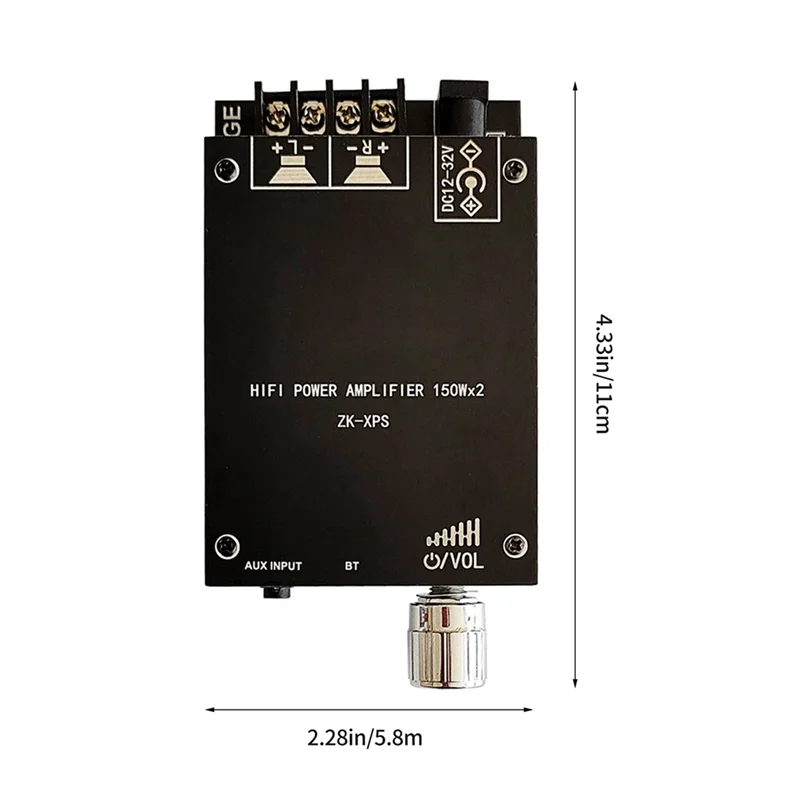 ZK-XPS 5.0 Bluetooth Power Amplifier Board Dual 150W Channel Amplifier Board with Short Circuit Protection for Sound Box