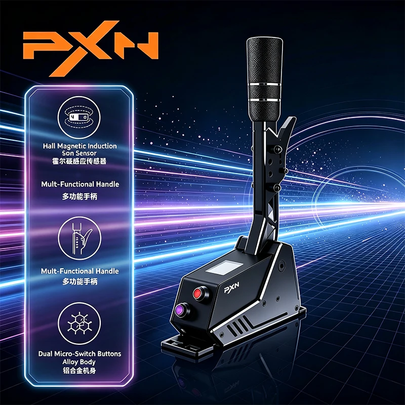 PXN-SF SMG Racing Simulator Shifter | Multi-Functional Drawbar, Adjustable Damping, HD LED Screen, Direct Connect