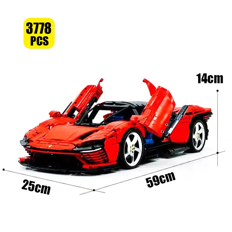 

3778PCS Technical 1:8 SP3 Red Supercar Building Blocks - MOC Sports Car Model Building Kit Assembly Toy Birthday Gifts for Boys