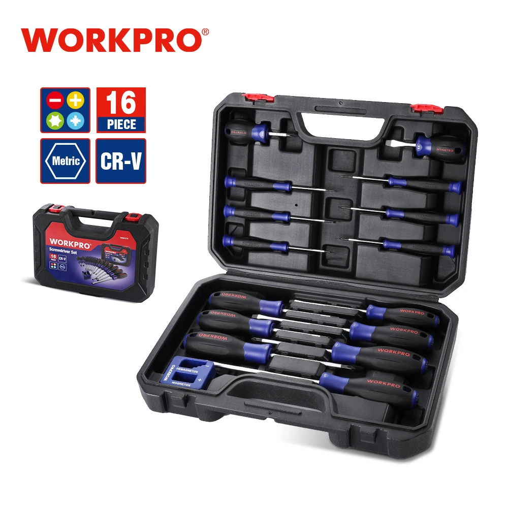 WORKPRO-Magnetic Screwdriver Set, Precision Bits, Electric, Laptop, Computer, Tri Wing, Torx Screwdrivers, Small, 16 Pcs