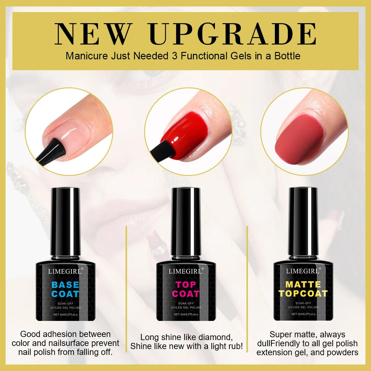 24-teiliges Gel-Nagellack-Set für Anfänger, 8-ml-Glitzer-UV-Kunstgel mit Grundlack, Decklack und mattem Decklack für Maniküre-Salon-Kunst