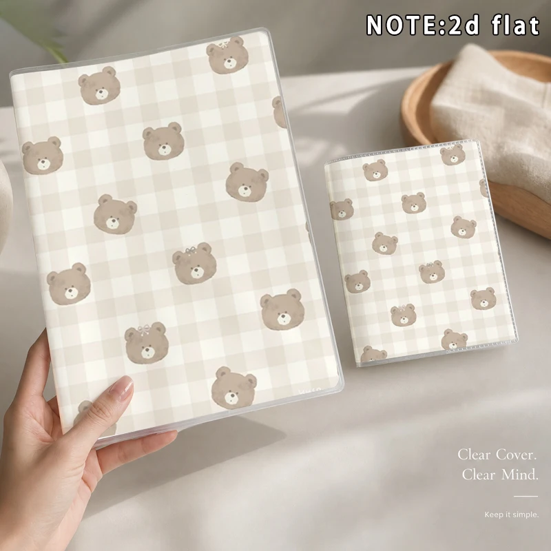 Cute Bear Plaid Notebook A5 A7 Size Journal Diary Soft Clear Cover Notepad School Office Stationery Halloween Gift For Students