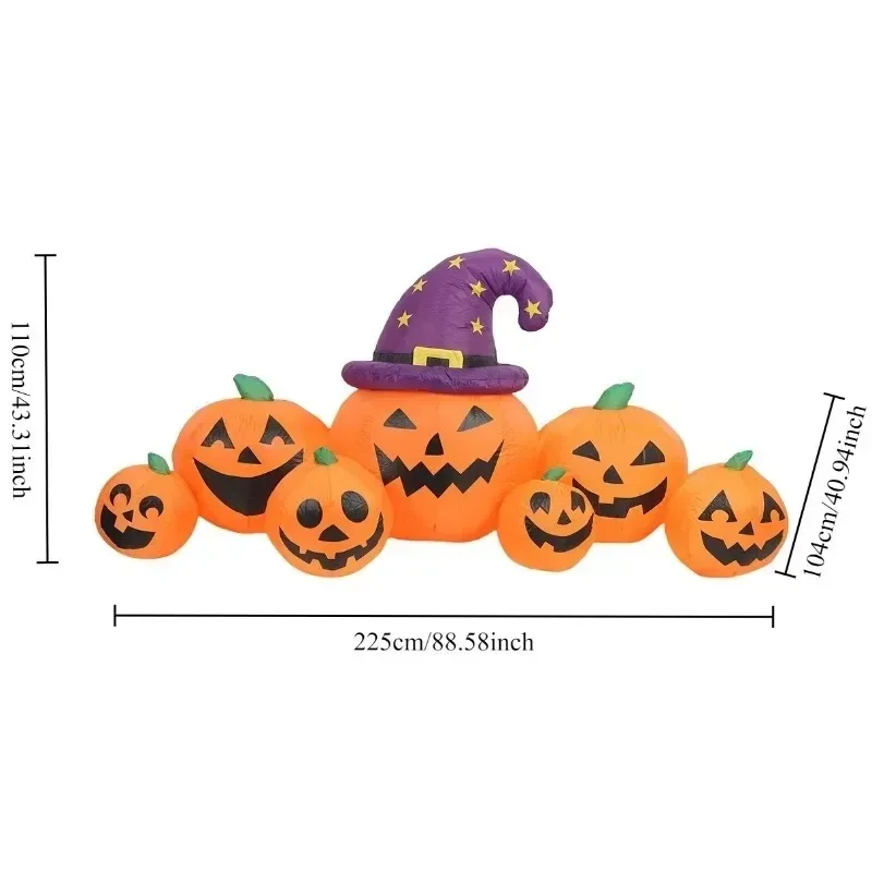 8피트 풍선 장난감 호박 할로윈 야외 파티 장식 공포의 집 마당 정원 묘비 장식 LED 조명 포함
