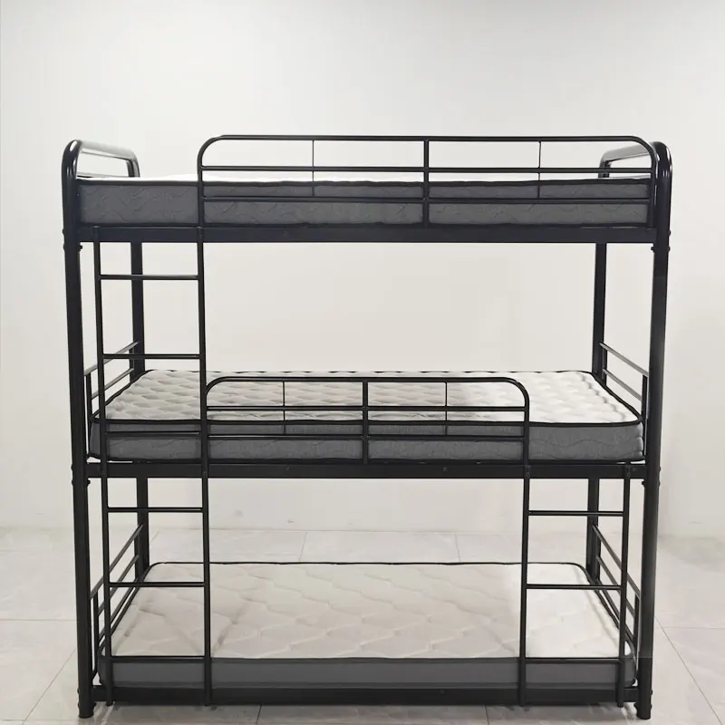 سعر المصنع، سرير ثلاثي بطابقين، تصميم معدني موفر للمساحة، ميزات قابلة للتمديد وقابلة للطي للأطفال والكبار والشقق الصغيرة