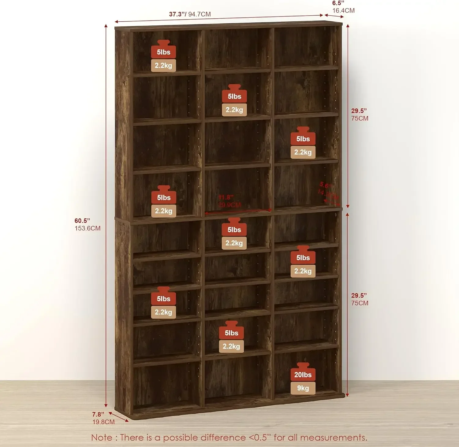 24 Shelf Dvd Storage Tower Adjustable Cd Rack Slim Media Shelf Organizer Cabinet For Living Room Bedroom Game Room