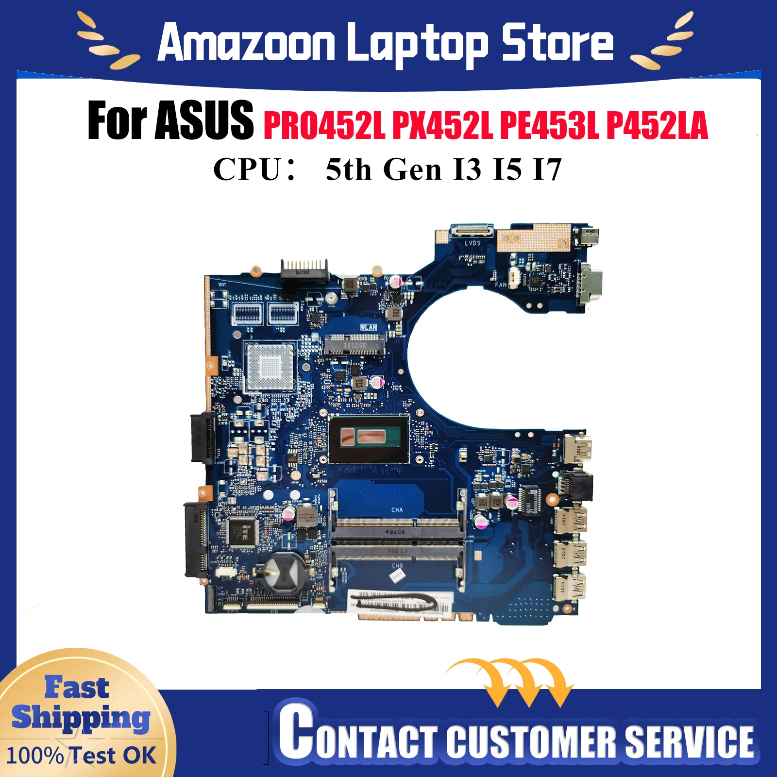 

P452LA Материнская плата для ноутбука ASUS P452LJ P452LA PE453L PX452L P452L PRO452L Материнская плата для ноутбука с процессором I3 I5 I7 100% тест ОК
