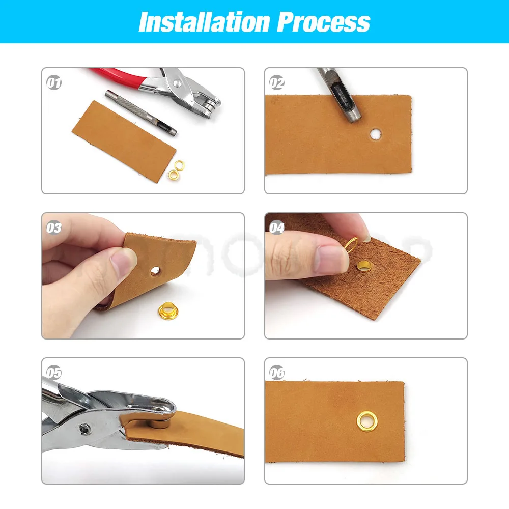 200 Sets Metall Öse Tülle Öse Mit Installieren Zange Set Ösen Tülle Werkzeug Für DIY Lederhandwerk Schuhe Gürtel Kappe Tasche Kleidung – Detail 1