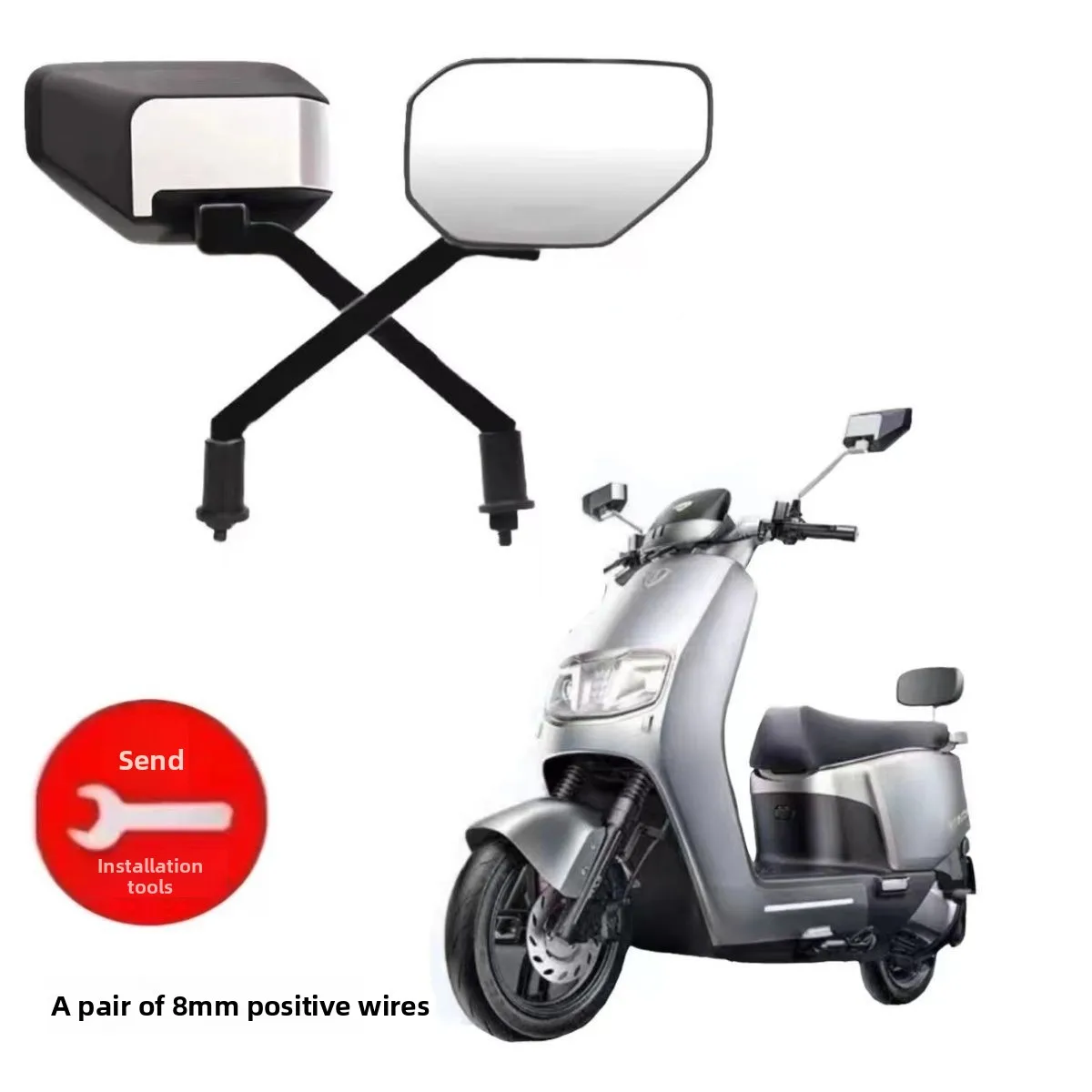 Universal Electric Bike Rear View Mirror Convex Mirror for Yadi Aima Scooter Motorcycle Modification