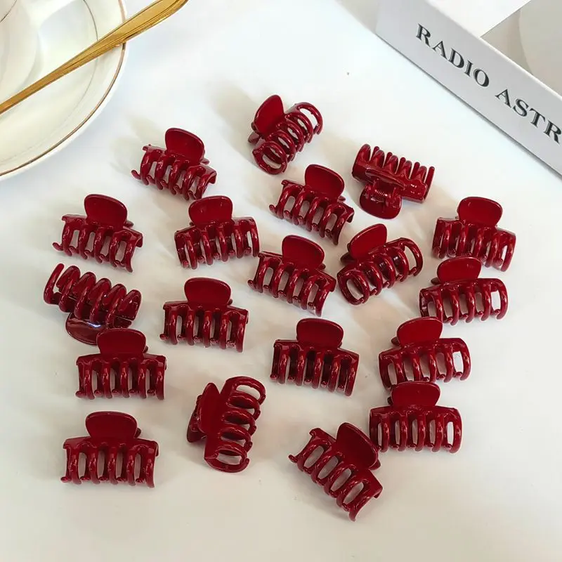 10Pcs Mini Red Hair Claw New Year Clips Mixed Small Grab Clips Girl Bangs Cute Hairpin Side Hair Clip Hair Accessories for Women - view 4
