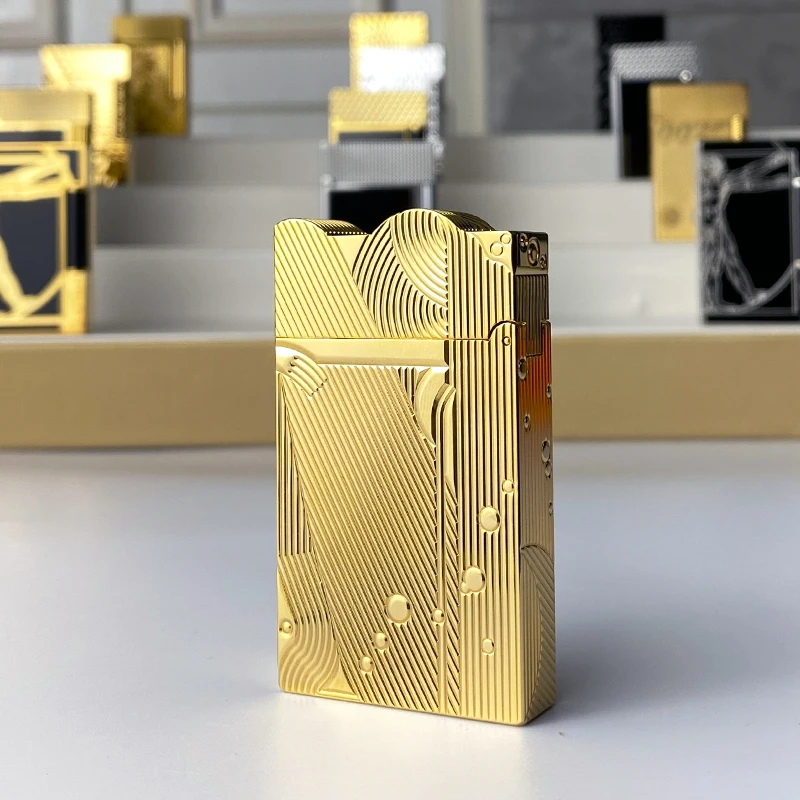 Vintage Style Windproof Gas Lighter with Bright Sound Brass Shell for Cigarettes Men's Gift New Arrivals