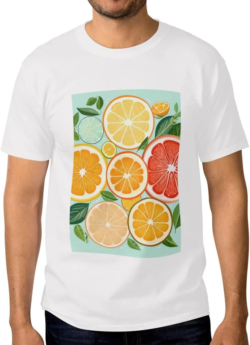 Mens T Shirt, Grapefruit Leaf Short Sleeve Tees High Quality 100%Cotton Short Sleeve