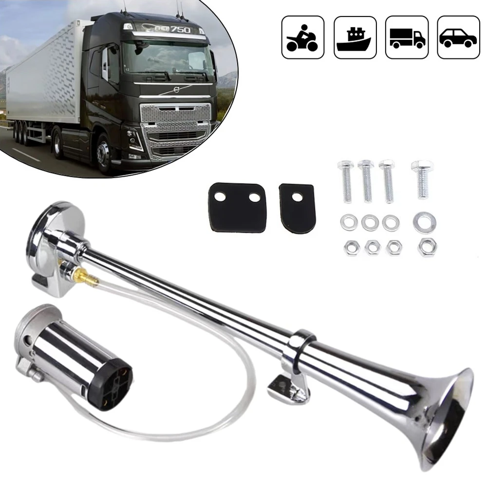 

12V Polished Stainless Steel Single Trumpet Horn Low Tone for Marine Boat Truck Lorry Caravan RV New
