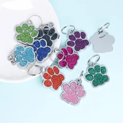 Dog Cat Paw Charms For Jewelry Making Glitter Pendant Hang Charm With Keyring Keychain Pet Collar Accessories