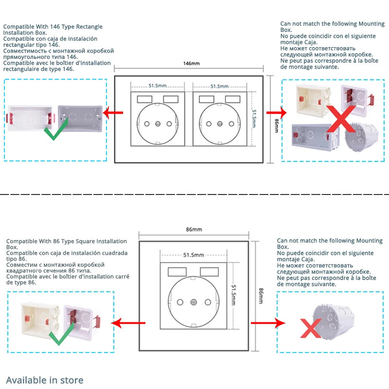 COSWALL EU Spain Russia Standard Wall Power Socket Grounded USB Type A & Type-C Charge Port 2A Maxi. PC Panel White E20 Series