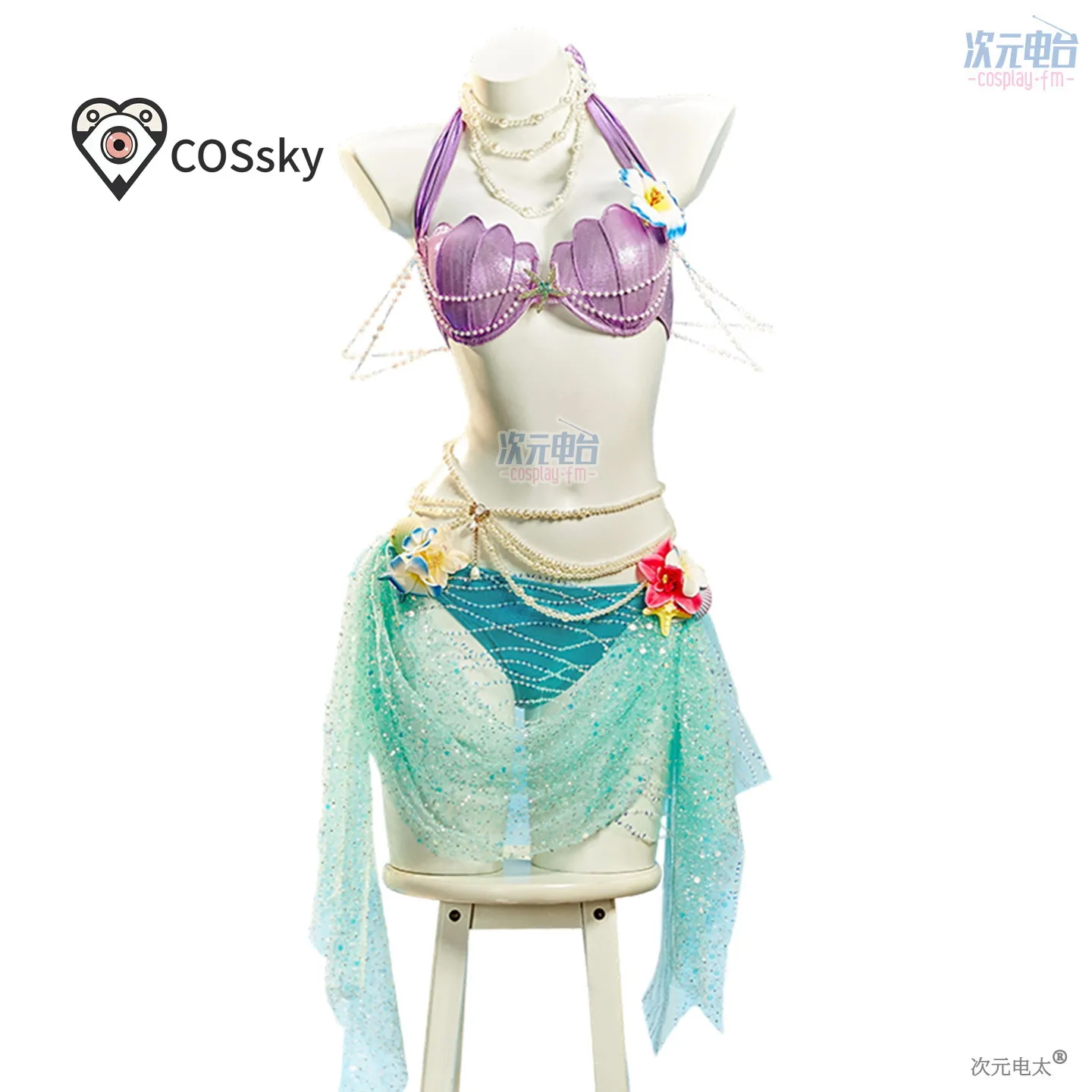 Mermaid Swimsuit Summer Beach Swimwear Cosplay Anime Game women sexy strapless dress Halloween party beach uniform view 5