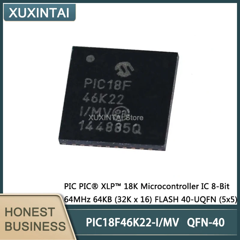 

5Pcs/Lot New Original PIC18F46K22-I/MV PIC18F46K22 NEW MCU Microcontroller IC 8-Bit 64MHz 64KB (32K x 16) FLASH 40-UQFN (5x5)