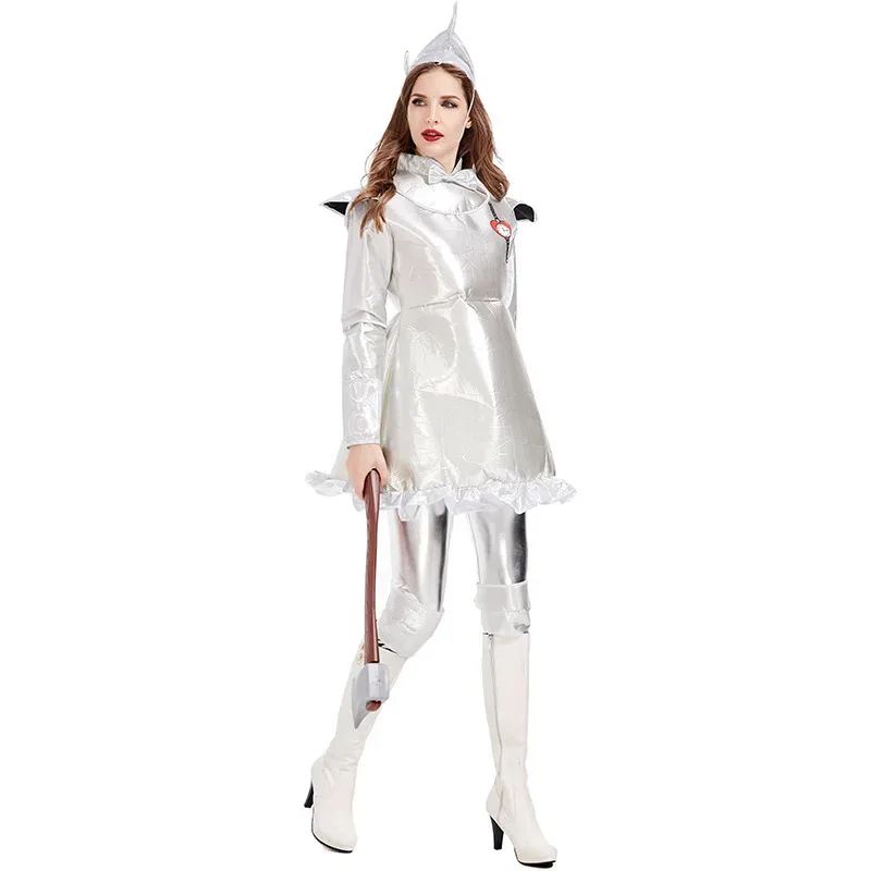

Halloween Wizard of Oz Tin Man for Women Carnival Role Play Tinman Cosplay Outfit Costume Clown Circus Party Fancy Dress mb.3