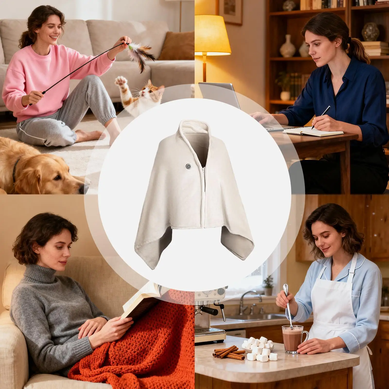 Heated Shawl Electric Adjustable USB Rechargeable Warmer Portable Electric Blanket For Room Offices School Travel Camp Picnic