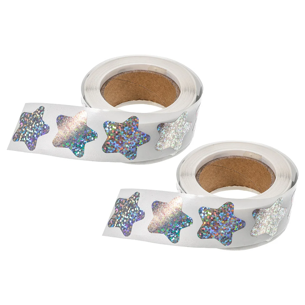 

2 Rolls Shiny Star Stickers Five-Pointed Star Labels For Kids Reward Classroom Supplies Sealing Stickers Pvc Adhesive Stars Gift